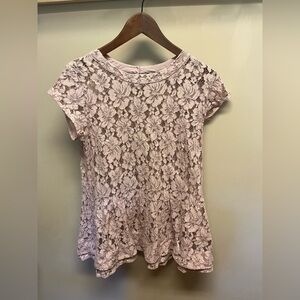 Halogen Lace Floral SS Top - Light Pink